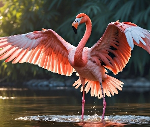 Flaming, Woda, Skrzydła, Czerwonak, Ptak