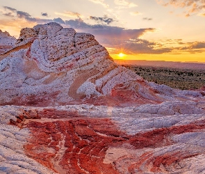 Stany Zjednoczone, Arizona, Skały, Zachód słońca, Marble Canyon, Vermillion Cliffs National Monument
