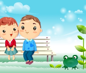 2D, Ławeczka, Para, Zakochanych