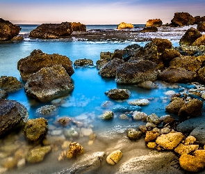 Skały, Kamienie, Wyspa Gozo, Malta, Morze Śródziemne, Wybrzeże