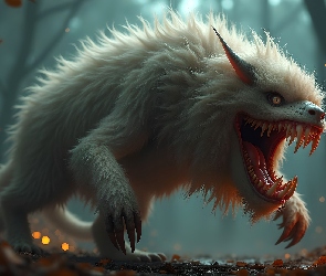 Grafika, Halloween, Stwór, Włochaty, Zęby, Dynie