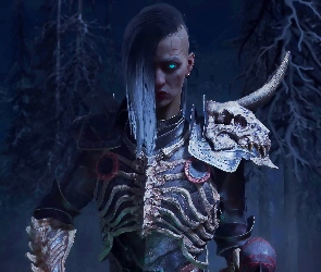 Diablo IV, Mężczyzna, Gra, Necromancer, Szkielet, Postać, Róg, Pancerz