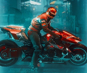Cyberpunk 2077, Motocyklista, Yaiba Kusanagi CT-3X, Motocykl, Gra