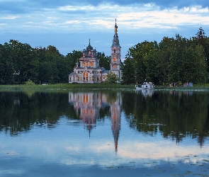 Drzewa, Łotwa, Stameriena, Jezioro, Cerkiew