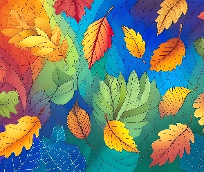 Liście, Grafika 2D, Kolorowe