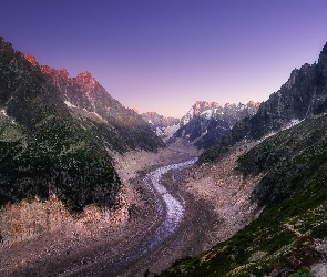 Masyw Mont Blanc, Francja, Mer de Glace, Lodowiec, Góry
