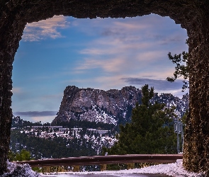 Skały, Dakota Południowa, Góra, Stany Zjednoczone, Mount Rushmore, Mount Rushmore National Memorial, Drzewa, Wykuty, Pomnik