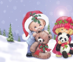 Boże Narodzenie, panda, miś