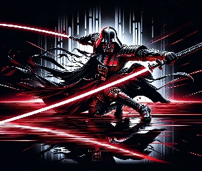 Miecze, Oświetlony, Postać, Grafika, Zbroja, Darth Vader, Maska