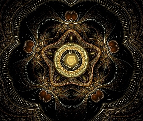 Rozeta, Mandala, Fraktal, Złota