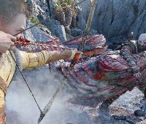 Walka, Kratos, God of War Ragnarok, Łuk, Arteus, Gra, Postacie