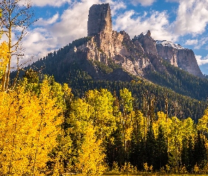 Kolorado, Owl Creek Pass, Góry, Stany Zjednoczone, Przełęcz, Jesień, Drzewa