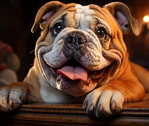 Buldog angielski, Łapy, Język, Pysk, Pies
