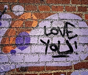 Love You, Napis, Graffiti, Ściana