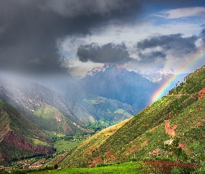 Region Cusco, Tęcza, Peru, Góry, Sacred Valley, Prowincja Urubamba, Święta Dolina Inków, Dolina