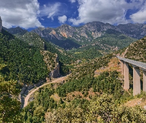 Most, Droga, Łańcuch Górski, Pont du Vecchio, Francja, Góry, Pireneje
