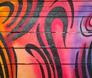 Linie, Deski, Ściana, Kolorowa, Graffiti