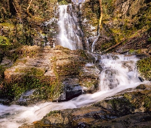 Niemcy, Kliding, Wodospad, Skały, Klidinger Wasserfall, Rzeka