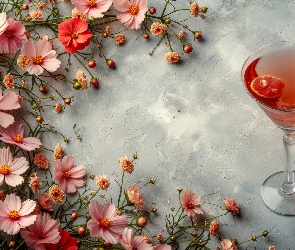 Drink, Kieliszek, Kwiaty