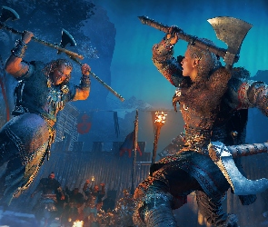 Assassins Creed Valhalla, Wojowniczka, Gra, Eivor, Topory, Postać, Walka, Wikingowie