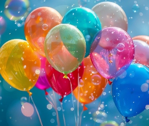 Grafika, Kolorowe, Baloniki, Balony