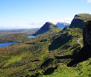 Ścieżka, Góry, Wyspa Skye, Jeziora, Wzgórza, Szkocja, Quiraing