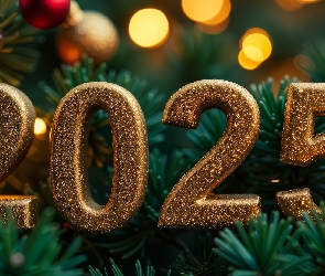 Nowy Rok, Grafika, Gałązki, 2025, Sylwester