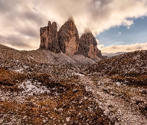 Dolomity, Włochy, Tre Cime di Lavaredo, Szczyty, Góry