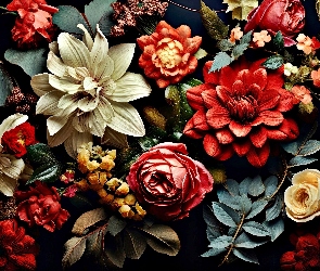 Kwiaty, Grafika, Tło, Ciemne, Kolorowe