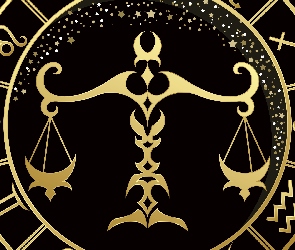 Znak zodiaku, Tło, Czarne, Waga, Złoty