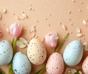 Grafika, Wielkanoc, Pisanki, Nakrapiane, Kwiaty, Tulipany
