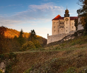 Polska, Jesień, Las, Wzgórze, Zamek Pieskowa Skała, Ojcowski Park Narodowy
