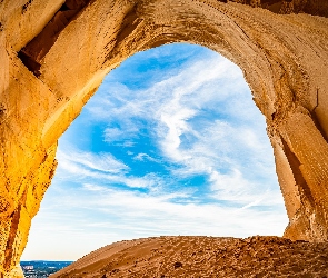 Jaskinia, Niebo, Skała, Piasek, Utah, Łuk, Stany Zjednoczone, Kanab