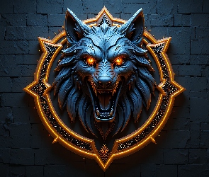 Ściana, Głowa, Wilk, Mur, Grafika
