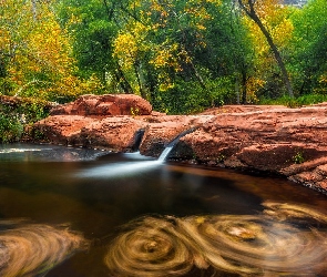 Stany Zjednoczone, Drzewa, Beaver Creek, Skały, Las, Rzeka, Arizona, Dolina, Verde Valley