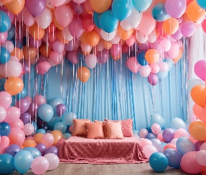 Balony, Grafika, Sypialnia, Baloniki, Kolorowe
