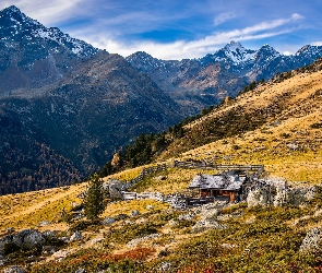 Tyrol, Alpy, Austria, Góry, Chata, Karyntia, Ogrodzenie, Jesień
