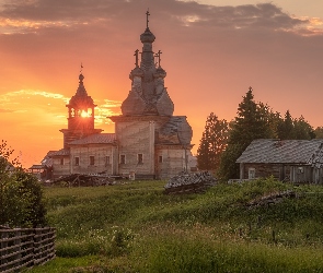 Łąka, Domy, Obwód archangielski, Rosja, Kimzha, Cerkiew
