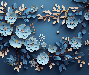 Niebieskie, Kwiaty, Grafika