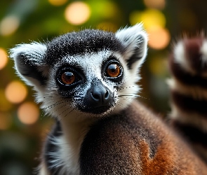 Grafika, Ogon, Duże, Lemur, Oczy, Pasiasty