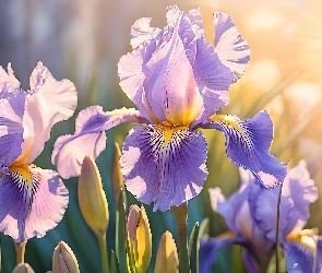 Grafika AI, Kwiaty, Liliowe, Irysy