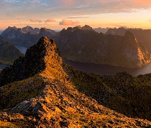 Morze, Lofoty, Wyspy, Góry, Norwegia