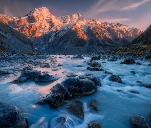 Park Narodowy Góry Cooka, Góry, Hooker River, Nowa Zelandia, Hooker Valley, Rzeka, Dolina
