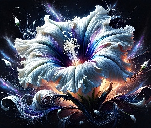 Grafika, Tło, Biały, Hibiskus, Kwiat, Ciemne