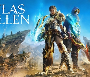 Skały, Wzgórza, Atlas Fallen, Plakat, Broń, Gra, Postacie