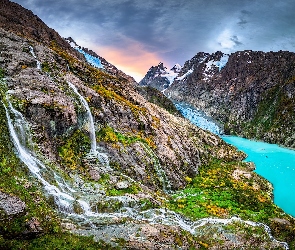 Patagonia, Park Narodowy Kawesqar, Jezioro, Góry, Chile