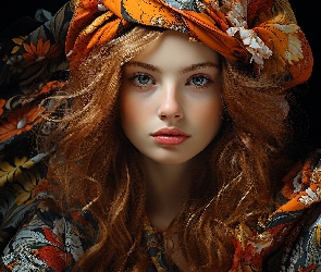 Turban, Spojrzenie, Kobieta