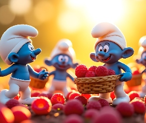 Grafika, Koszyki, Smerfy, Maliny