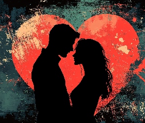 Grafika, Serce, Para, Sylwetki