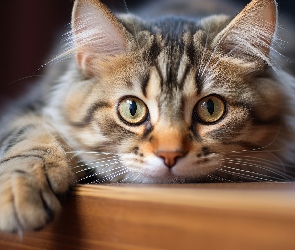 Oczy, Grafika, Półka, Łapa, Kot